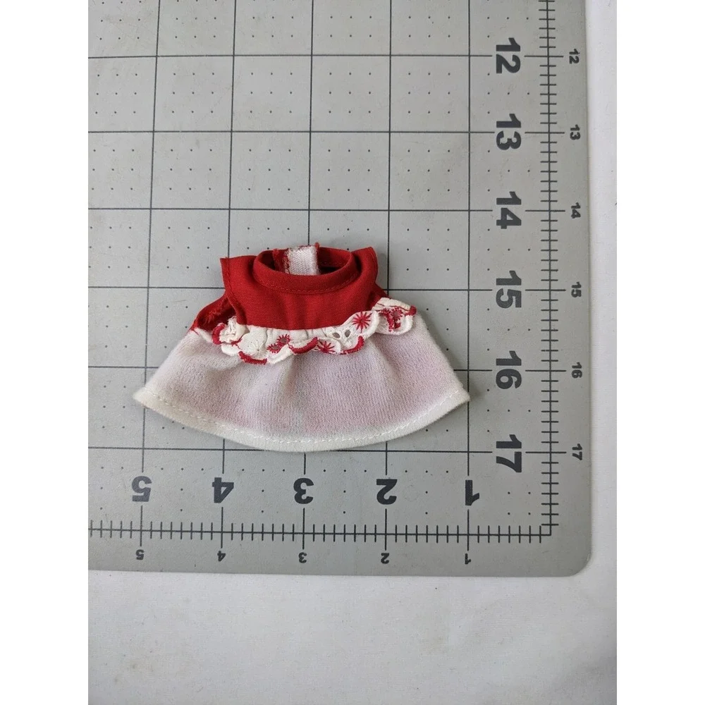 Vintage‎ Doll Dress Red White 2.5 Inch Long Hong Kong